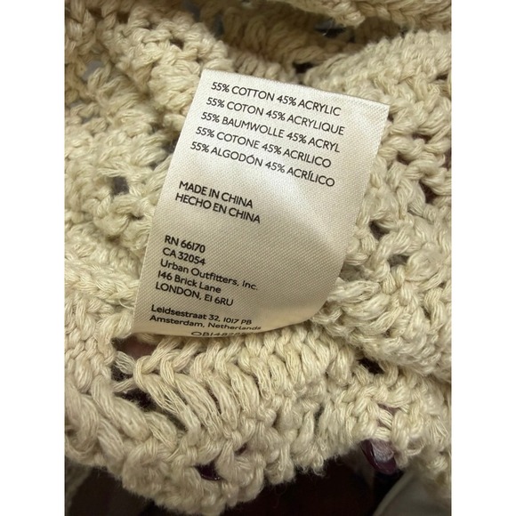 Free People Cream Sweet Talker Crochet Hooded Cardigan Open Front Tie Waist XS - Picture 5 of 6